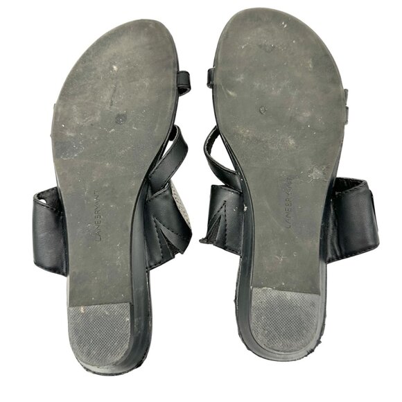 Lane Bryant Womens Black Size 9W Sandals With Metallic Silver Straps Casual Chic - Picture 5 of 7